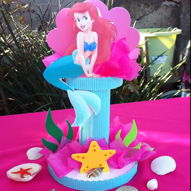 Little mermaid centerpieces my friend made for my daughters