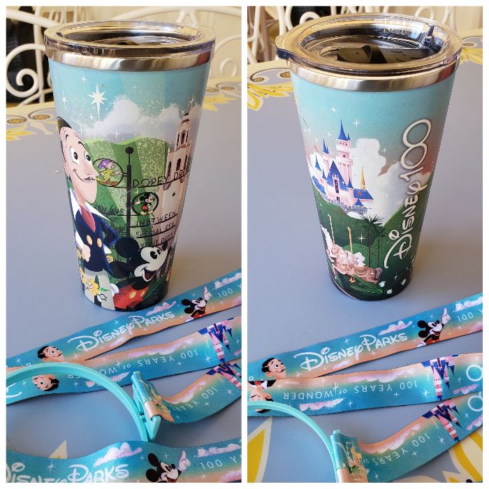 New Disney100 stainless steel tumbler available in a few restaurants  including Red Rose Tavern and Jolly Holiday - Disneyland Lounge